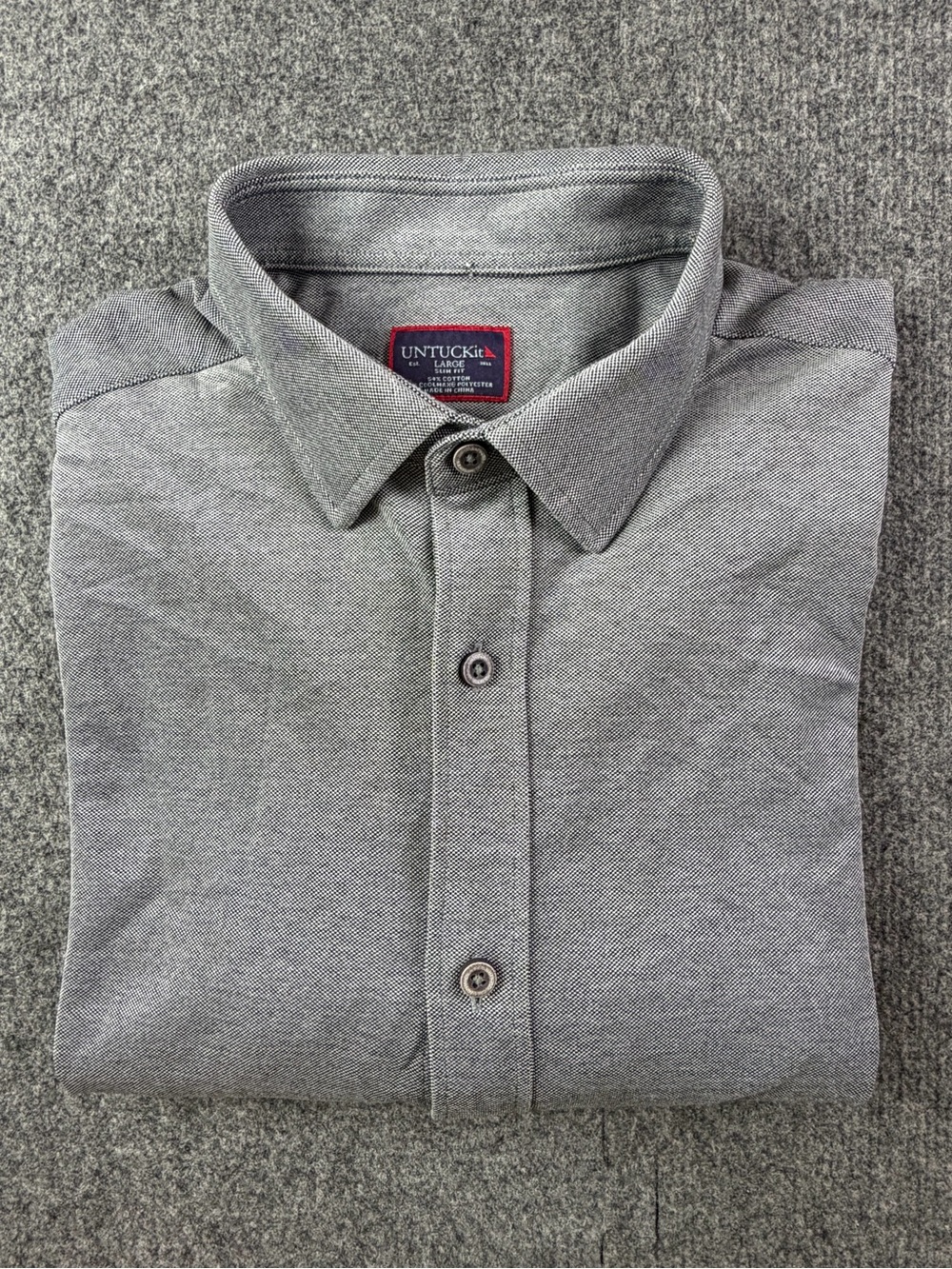 Untuckit Slim Fit Mens Cotton Blend Long Sleeve Button Up Shirt  Size L Gray